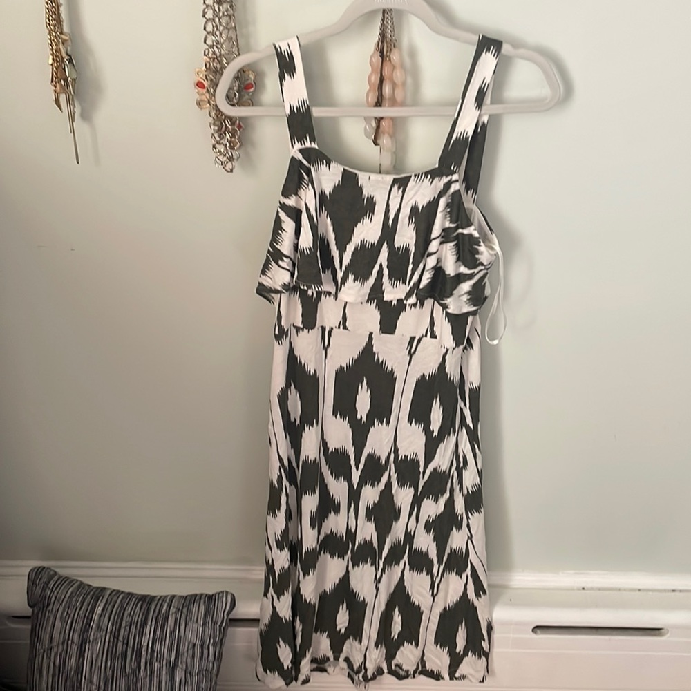 Loft medium green and white dress rarely worn